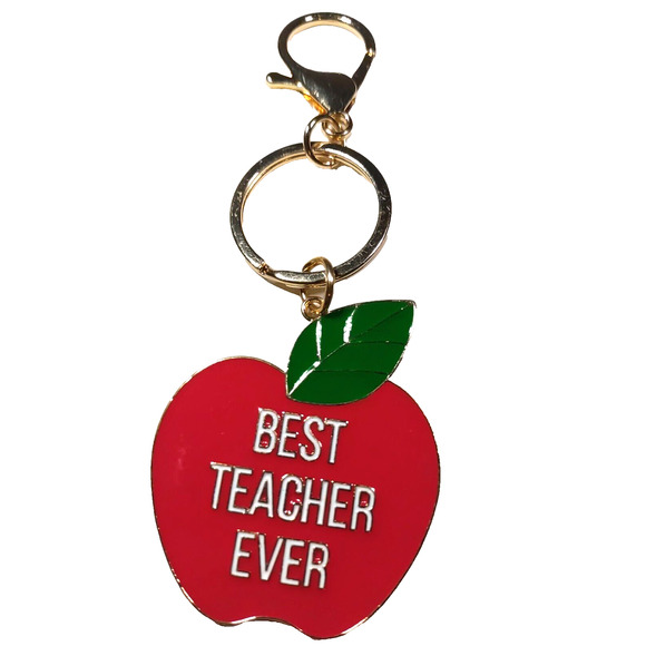 Best Teacher Ever Metal Apple Keychain School - Picture 1 of 3